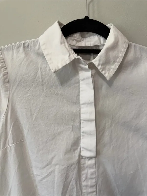 ASOS White Button Front Ruffle Hem Tunic Top Size US 4 - Image 3