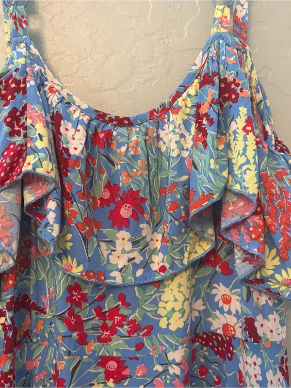 Abel the Label ATL anthropologie blue candy ruffle midi dress small NEW - Image 12