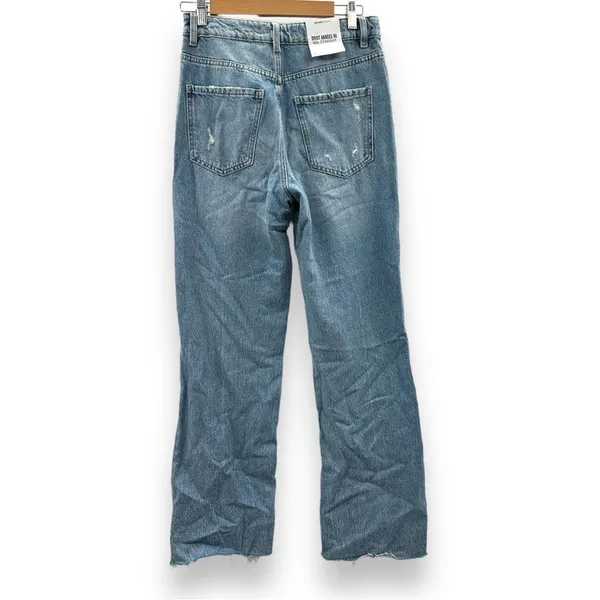 Garage Denim Droite 90s Straight Leg Light Wash Distressed‎ Raw Hem Jeans Sz 27 - Image 4