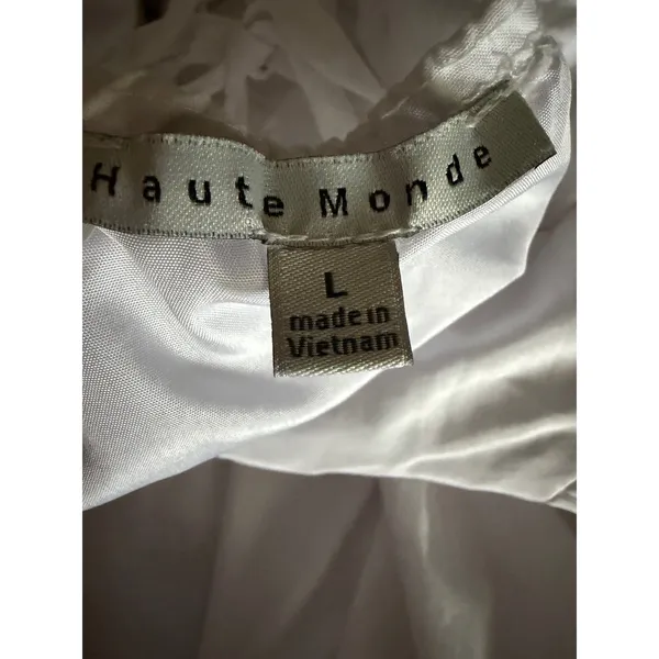 Haute Monde Maxi Dress Womens L White Corset Lace Up Back Slit Boho Bridal - Image 5