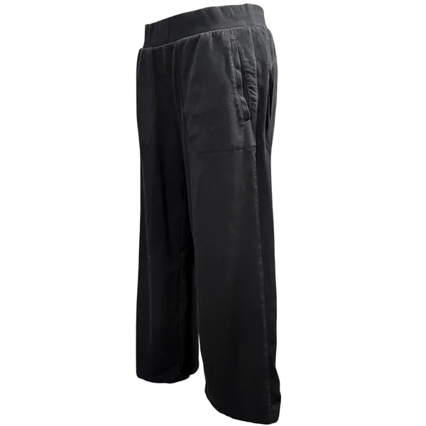 Talbots S Black Ribbed Trim Wide Leg Cropped Lounge Yoga Pants Relaxed Workout - Image 2