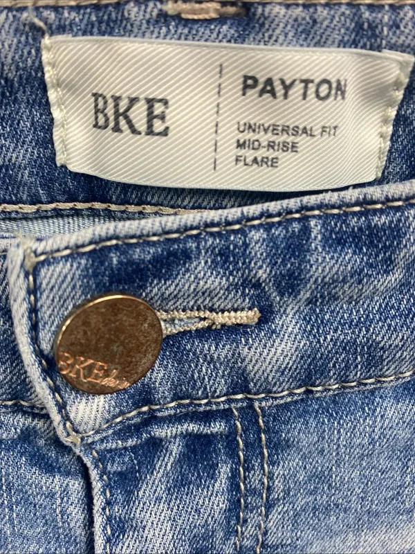 BKE Payton Universal Fit Flare Jeans 31x33.5 Mid Rise Distressed Light Women’s - Image 4