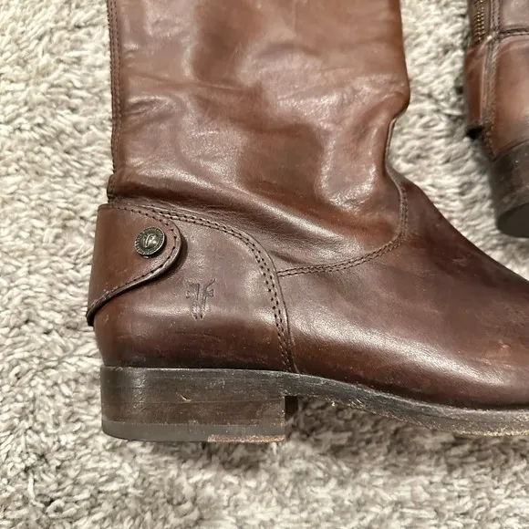 Frye Women's Brown Leather Riding Boots Knee‎ High Zip Up Casual Tall Size 7 - Image 2