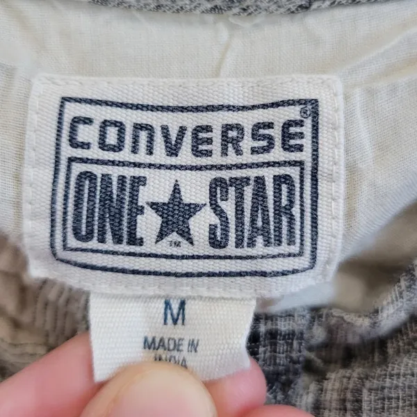 Converse One Star Cotton Plaid Sweetheart Neck Mini Skater Dress Size Medium - Image 7