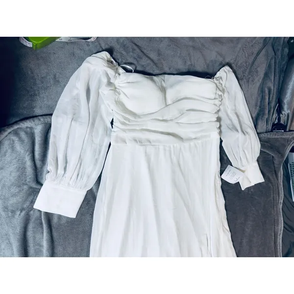 NWT Lulus Adorna White Off-the-Shoulder Maxi Dress Size XL‎ White Sleeves - Image 6