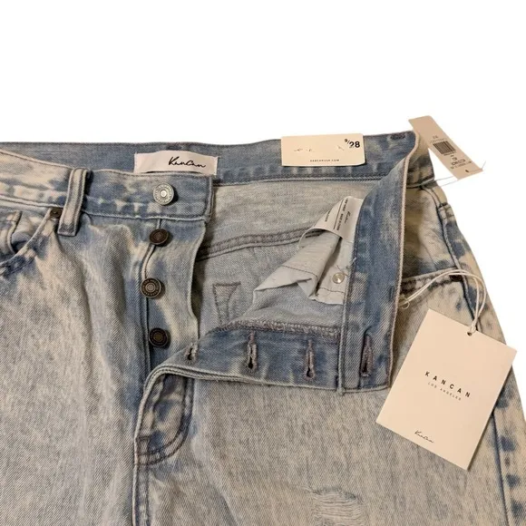 Kancan X Buckle Women’s 28 90’s Boyfriend Baggy Jeans Distressed‎ Light Wash NWT - Image 4
