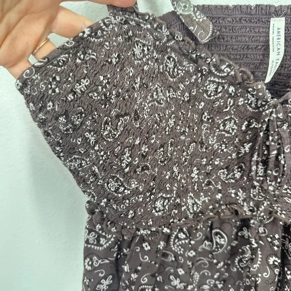 American Eagle‎ Outfitters Smocked Paisley Print Crop Tank Top Women XL Festival - Image 6