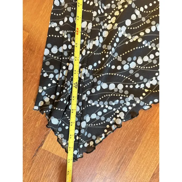 VTG Windsor Dress Mesh Polka Dot Midi Sz.Small Black Asymmetrical Hem Whimsigoth - Image 6