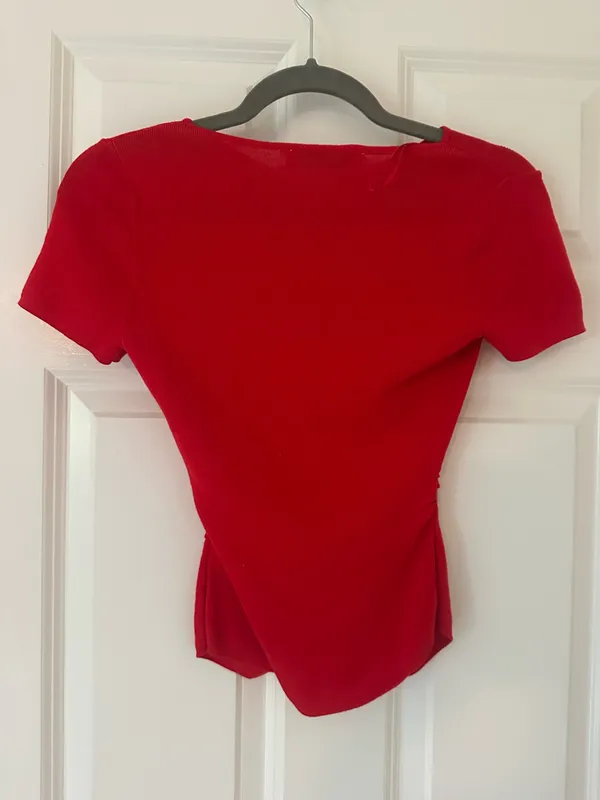 Zara red button up T shirt  - Image 4