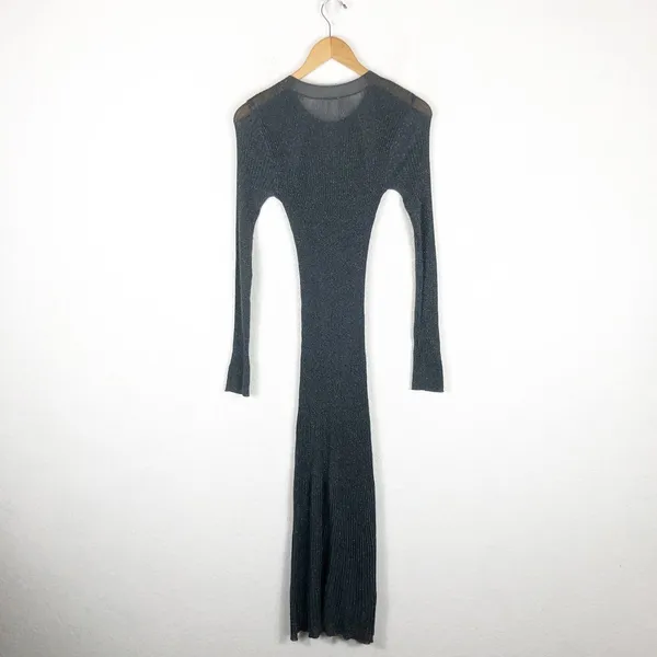 Daily Practice by Anthropologie Sheer Sparkle Sweater Midi Dress Medium Knit - Image 13