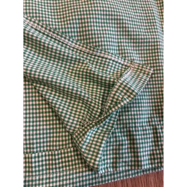 Lucia Vintage Green Gingham Midi Skirt Cotton High Waist Pockets Made in USA 18 - Image 7