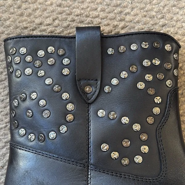 NEW in Box Free People Leather Harmony Studded Boots Black Size 9 - Image 6