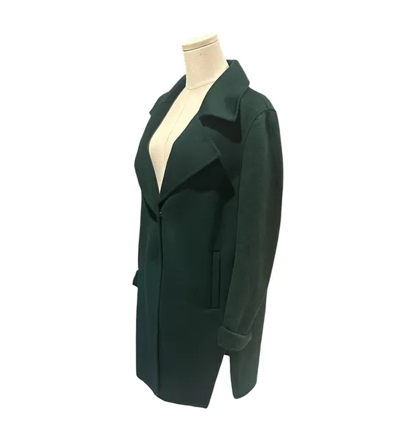 Belle & Bloom Ex-Boyfriend Wool Blend Oversized Jacket Dark Green - Image 2