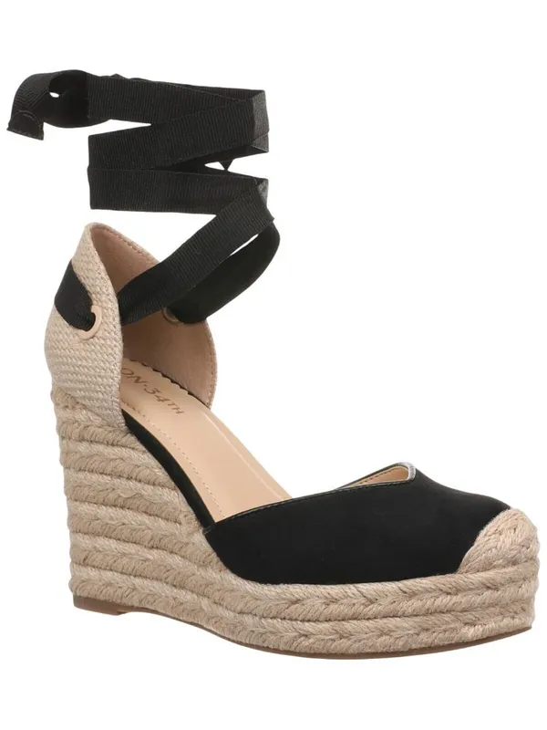 On 34th Melindaa Platform Espadrille Pump Wedge Ankle Wrap Sandals Black 6M - Image 11
