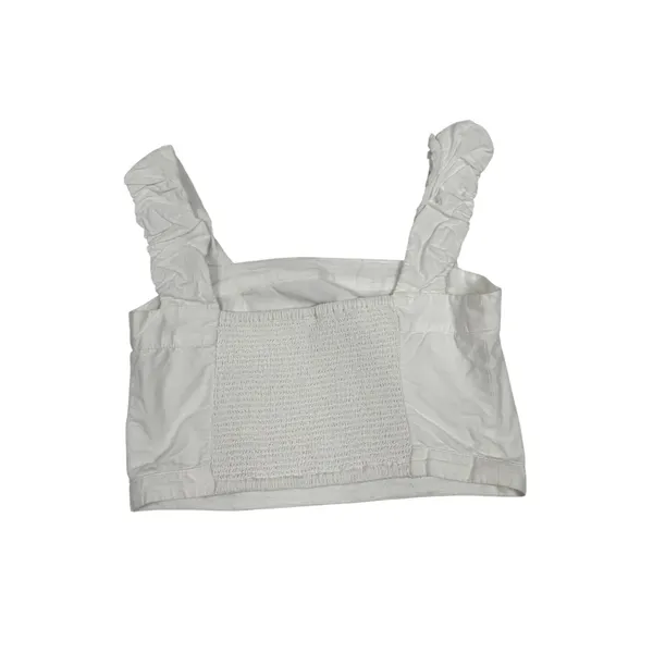 Free‎ People White Smocked Back Ruched Strap Cotton Crop Top Small - Image 2