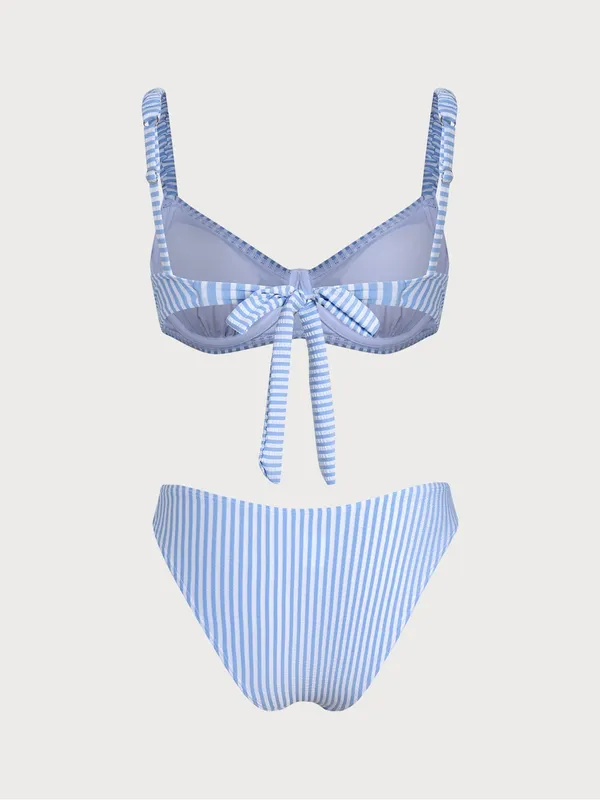 Samiol Striped Blue & White Underwire Bikini Top and High-Cut Bottoms - Image 3