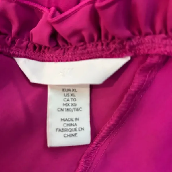 H&M Mini Baby Doll Slip Dress Ruffles Flowing Y2K Boho Satin Fuchsia SZ XL - Image 8