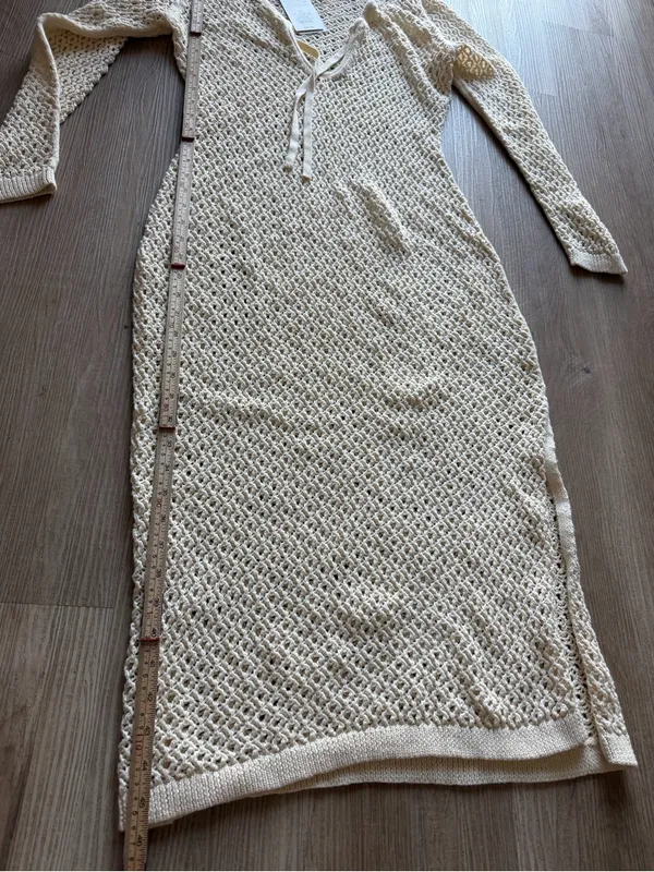 a‎ new day Cream Crochet Maxi Dress with Tie Neck - Image 2