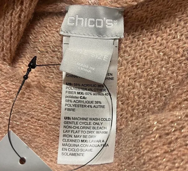 Chico’s Poncho Sz One Size Cozy w/ Tassels Soft/Warm/Comfy Fall Wear Metallic - Image 6