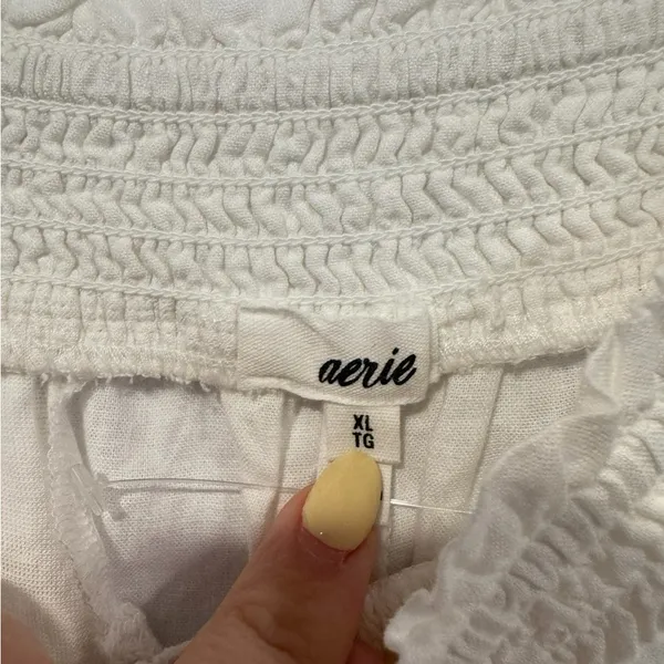 Aerie white Cream pool to party‎ Elastic-Waist linen Summer Shorts - Image 3