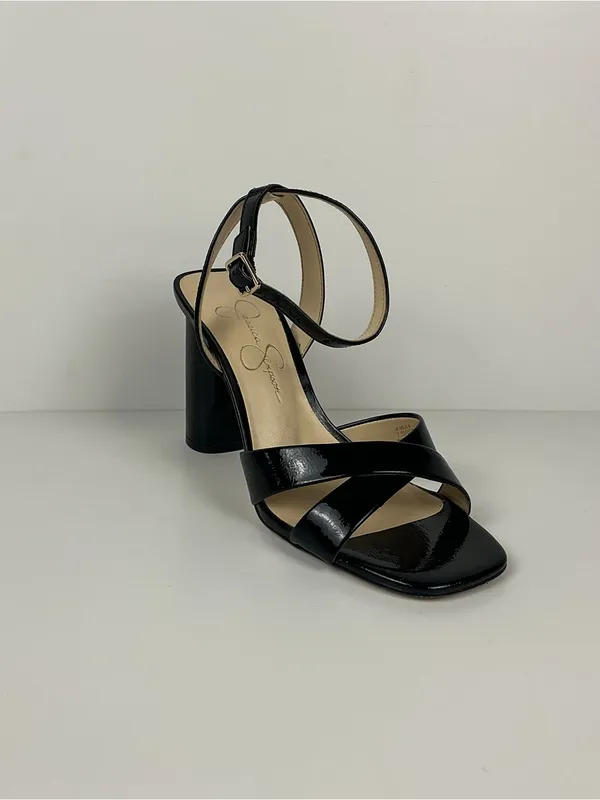 Jessica Simpson Black Patent Strappy Block Heel Sandals 4 inch - Image 6