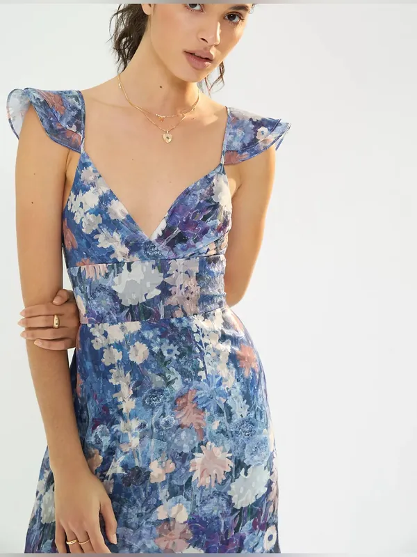 NWT Anthropologie Hutch Ruffled Midi Dress Watercolor Floral Size 8 - Image 5