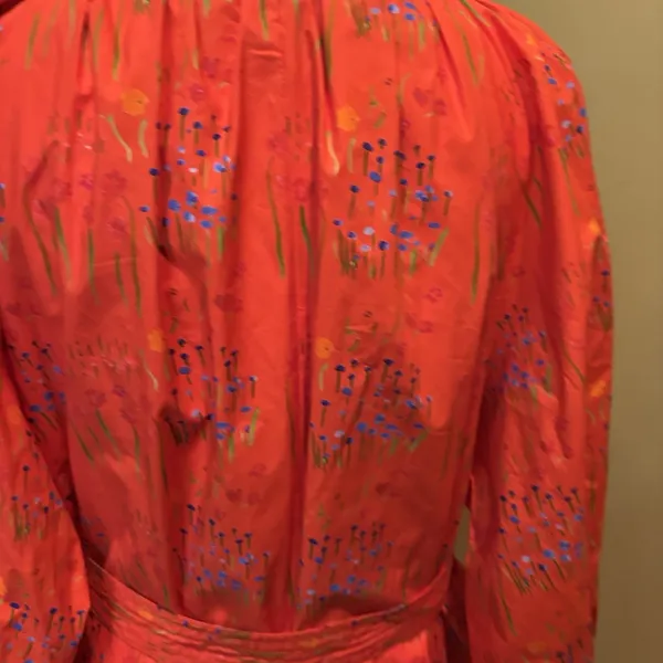 Brittany Fuson Orange Floral Maxi Dress‎ Size Small Cotton Tie Waist Pockets - Image 4