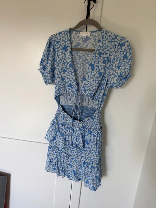 Blue Cutout Floral Dress - Image 4