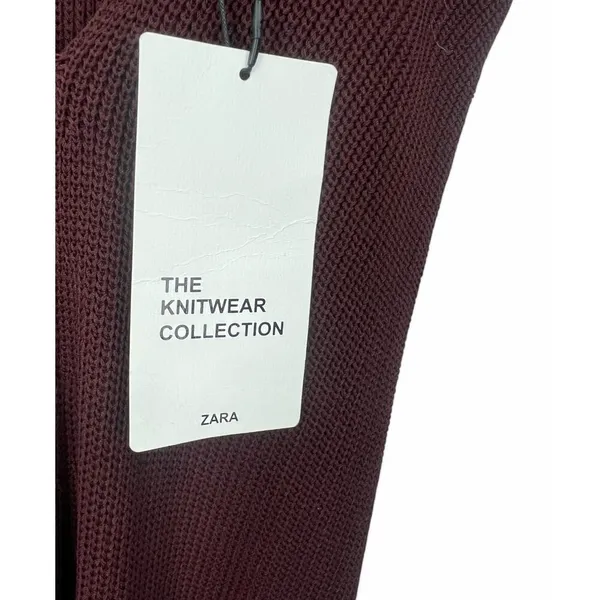 Nwt ZARA | S | Dress Knitwear Collection Long Double V-neck Slip Choc Brown - Image 4