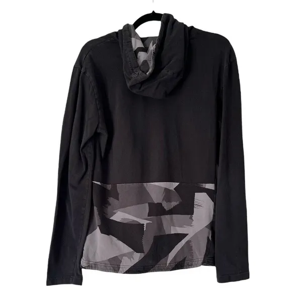 Nike Black Geometric Print Pullover Hoodie Logo Sweatshirt Size Small - Image 2
