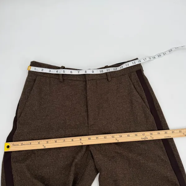 Zara Trousers Women’s M Brown Side Stripe Relaxed Wide Leg Tailored Winter Pants - Image 8