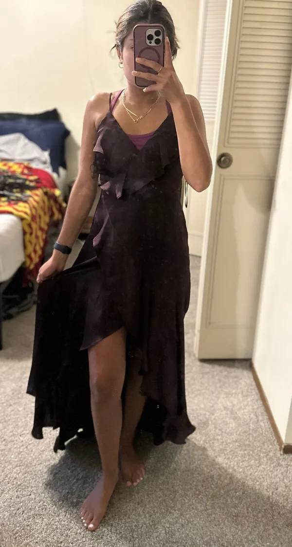 Express High Low Maroon Satin Dress - Image 2