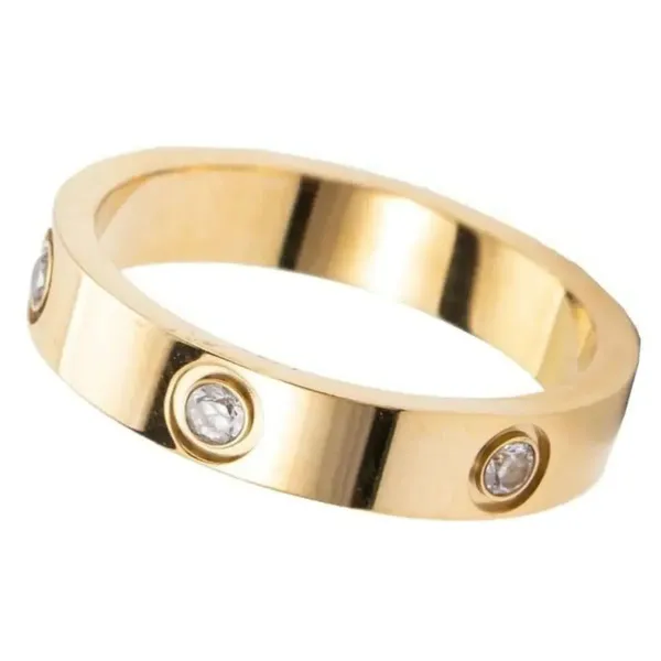 New Unisex 14k gold-plated stainless steel stone‎ band ring, Size 7 - Image 9
