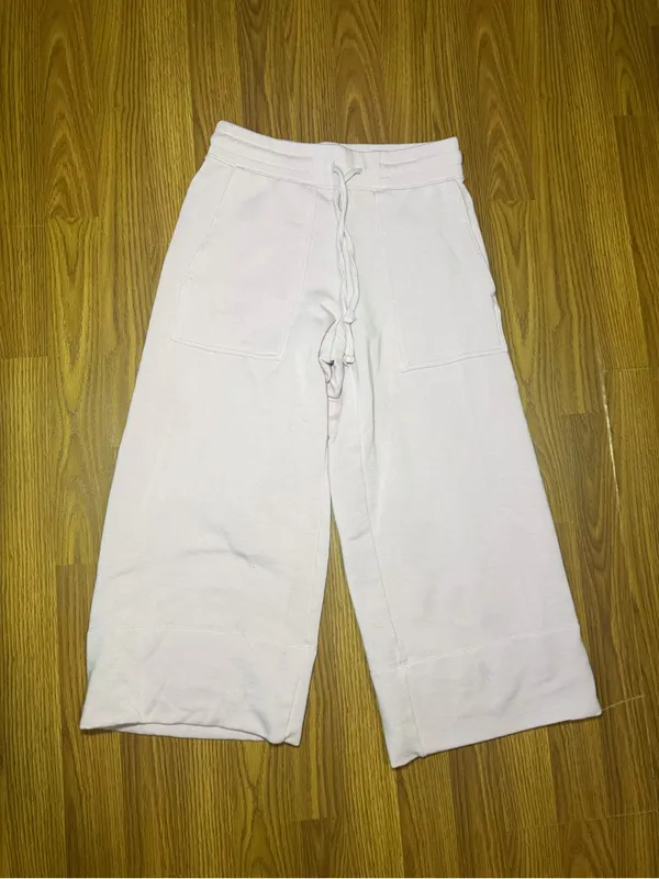 Quince High Rise SuperSoft Fleece Cropped Wide Leg Pants Pink XS - Image 2