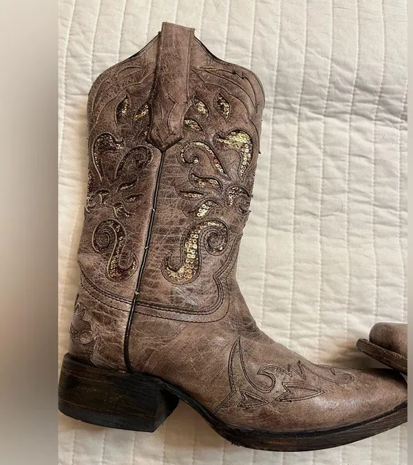 Corral distressed sequin inlay cowboy boots - Image 5