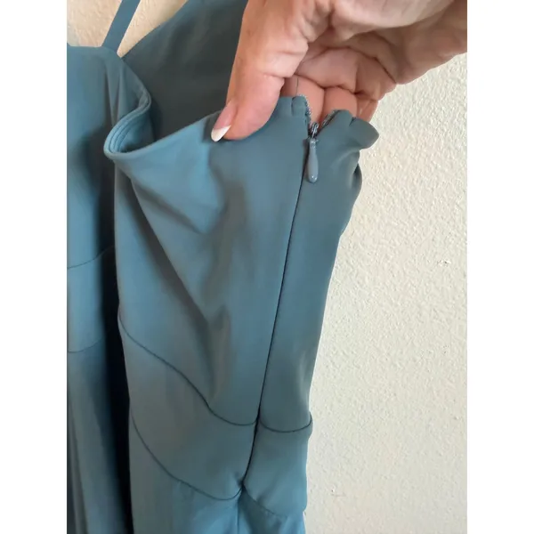 Halara Breeze Jumpsuit Size L Teal Blue Wide Leg Pockets Cross Back‎ Sleeveless - Image 9