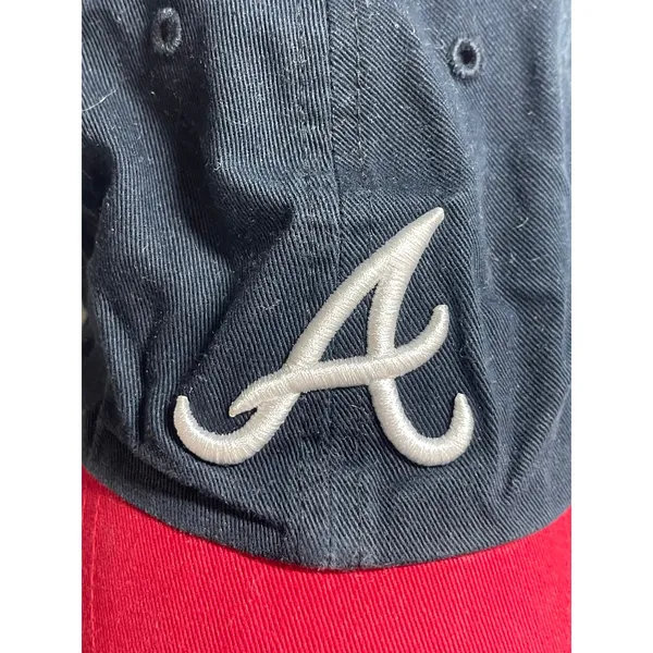 47 Brand Atlanta Braves MLB Red Black Embroidered Adjustable Baseball Cap Hat OS - Image 4