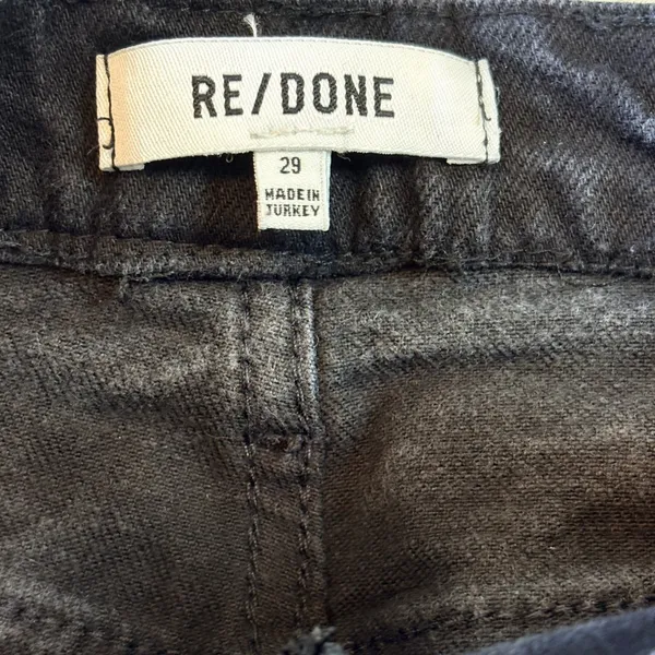 RE/DONE High Rise Ankle Crop Distressed Jeans‎ Black Wash Denim Size 29 - Image 5
