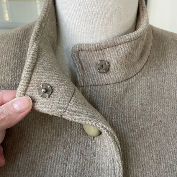 Vintage 80s Karen Peters Beige Wool Cashmere Peacoat USA L - Image 5