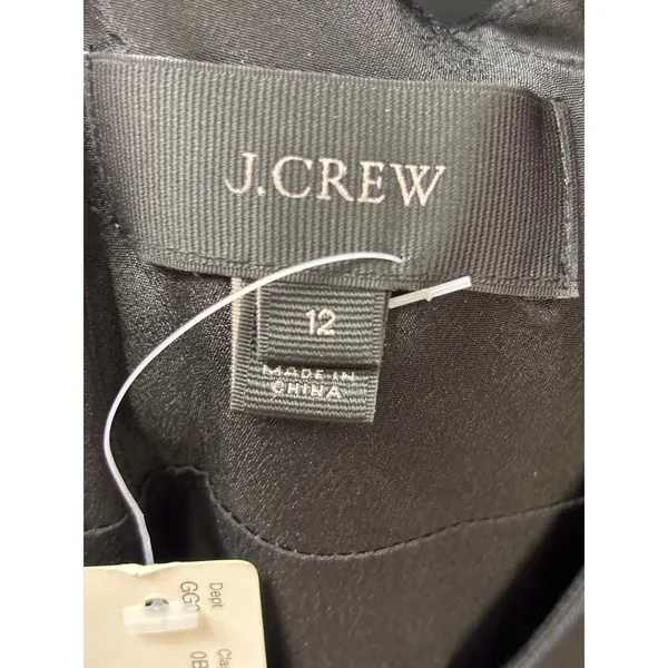 J.Crew‎ Black Satin V-Neck Lace-Up Back Maxi Dress G3513 Womens 12 NEW - Image 7