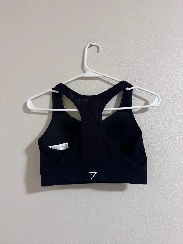 Gymshark Black Racerback Padded Sports Bra - Image 2