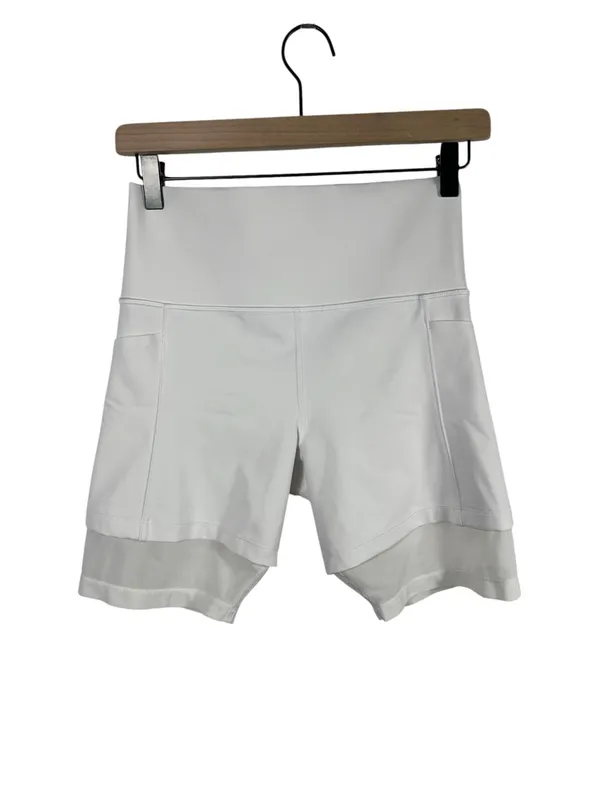 Athleta Mesh Me Up 8” Bike Shorts‎ White High Rise Mesh Hem Women’s Small - Image 3