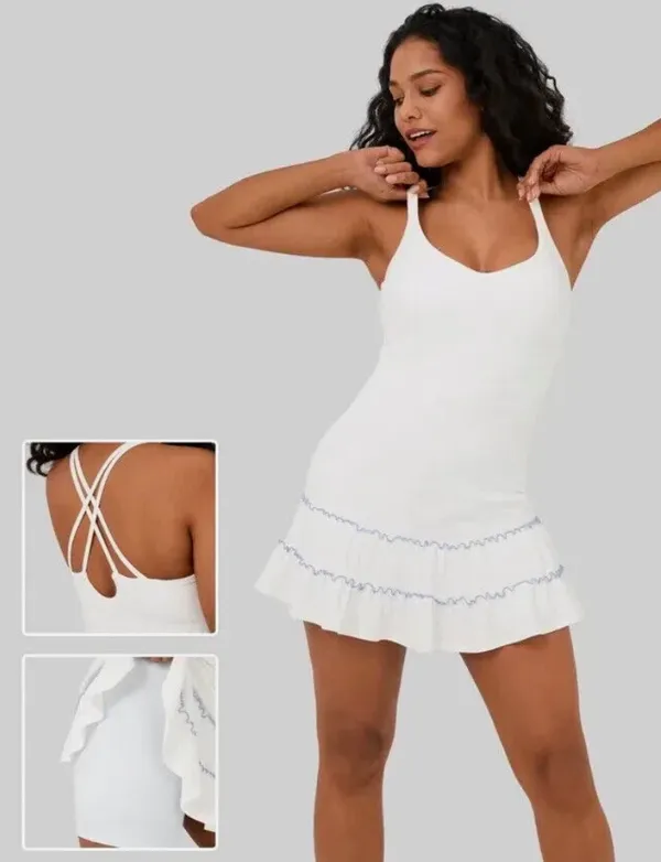 Halara Ribbed Knit Sleeveless Frill Mini Casual Dress - Image 2