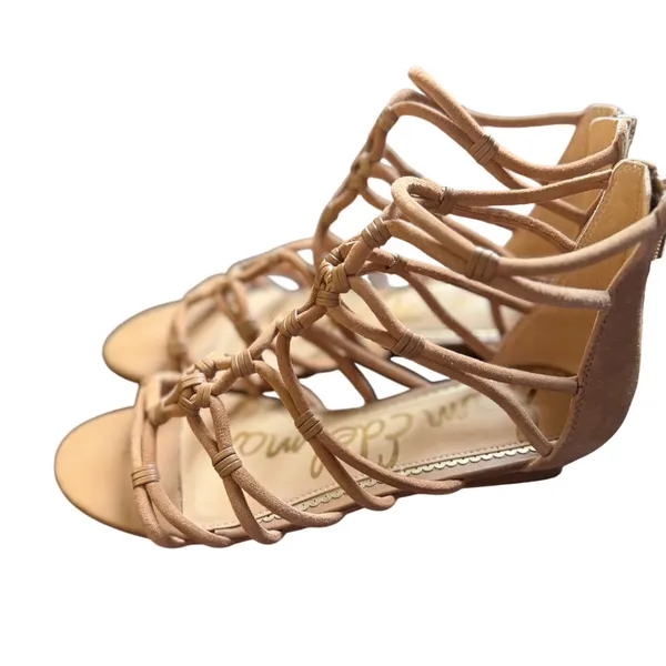 Sam Edelman Elowen Tan Suede Strappy Gladiator Wedge Sandals Womens 8M EUR 38 - Image 2