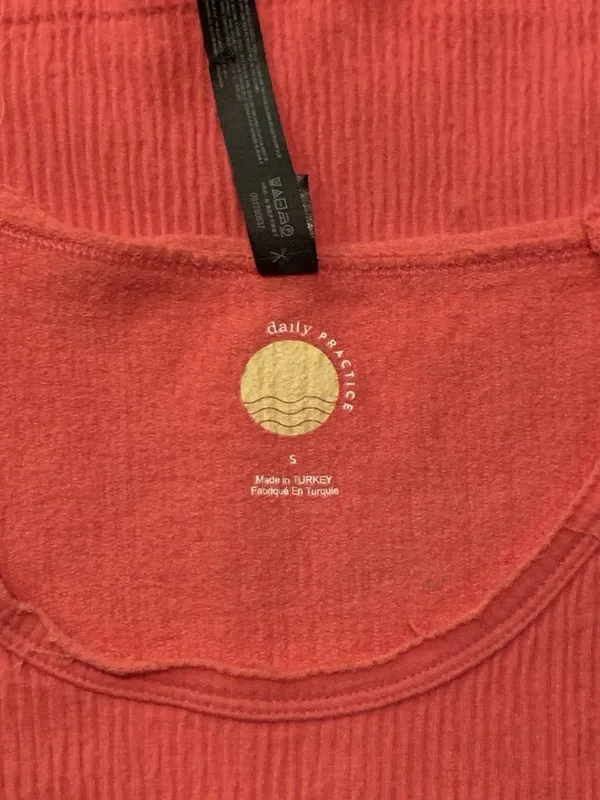 Daily Practice Anthropologie S Orange-coral Ribbed Scoop Neck Short Sleeve Top - Image 3