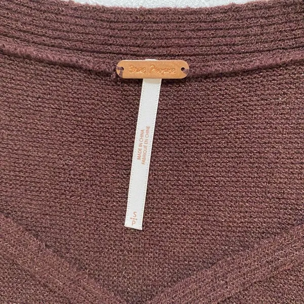 Free People Brown Criss Cross Knit Tunic Sweater Small Boho Cozy - Image 4