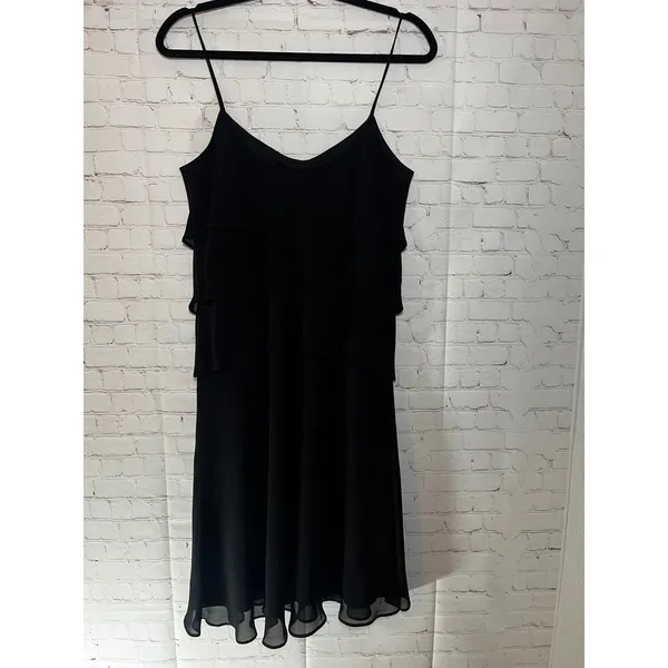 Vintage JOSEPH‎ RIBKOFF Black Tiered Chiffon Dress Y2K 90s Minimalist Formal 10 - Image 3