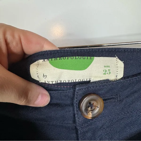 Anthropologie Linen Blend Navy‎ Belted Wide Leg Pants Size 25 - Image 4
