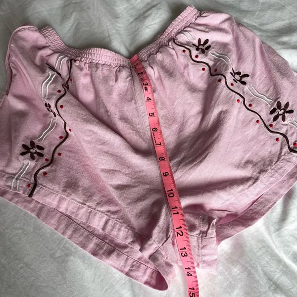 Princess Polly Pink Embroidered Shorts Size US 4 Linen Blend Boho Summer - Image 7