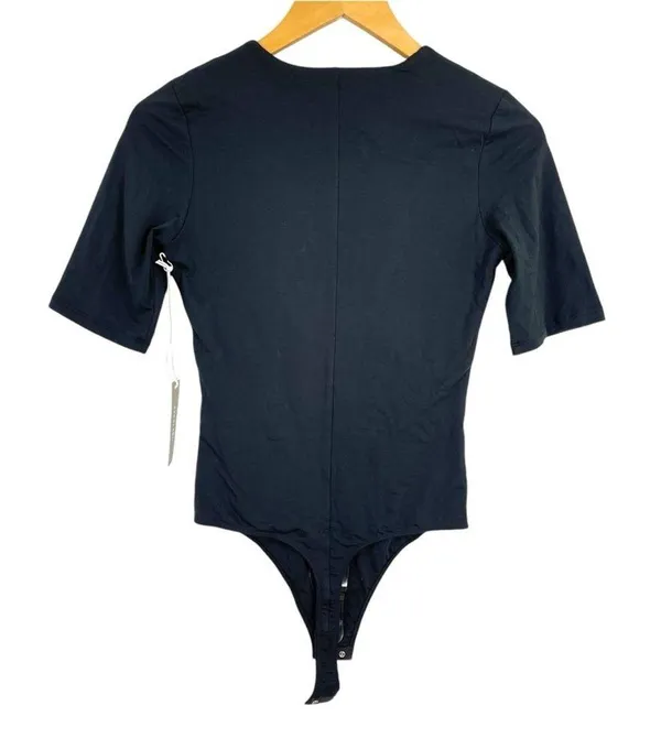 New Everlane The Short-Sleeve Crew Neck Bodysuit Black Thong Size Small - Image 6